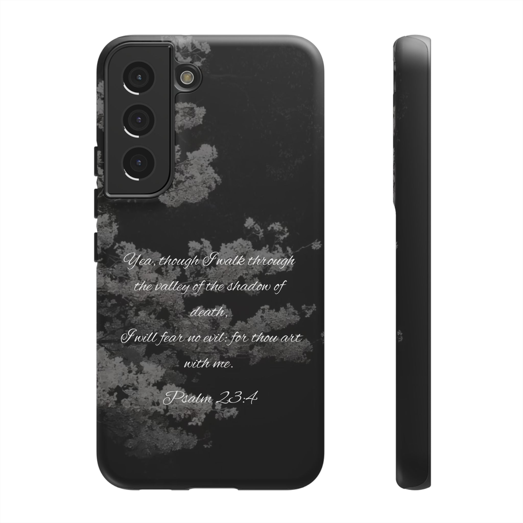 Bible Verse Phone Case — Psalm 23:4 Comfort Black Protective Cover