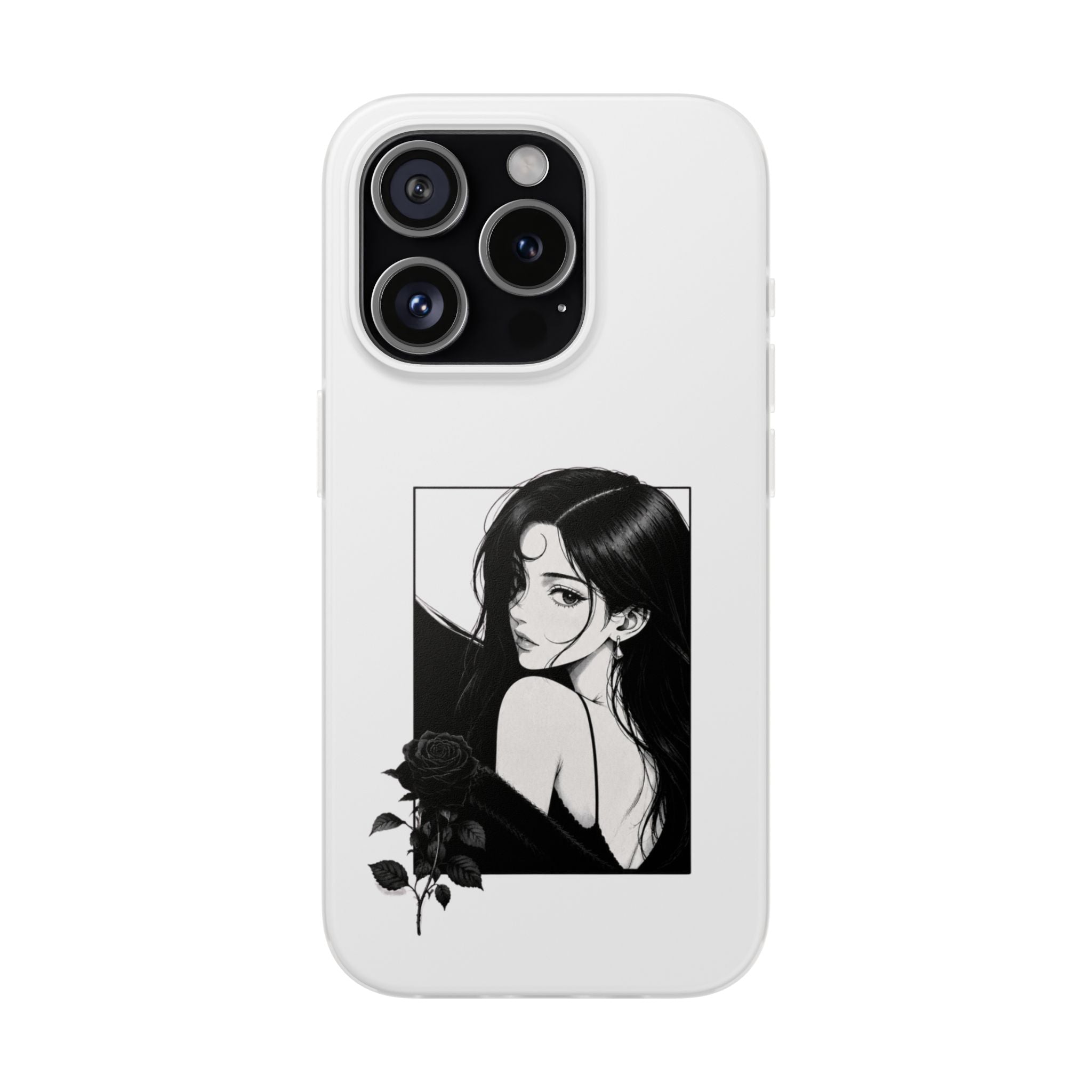 Anime Girl Noir Black Rose Illustration Flexi Case
