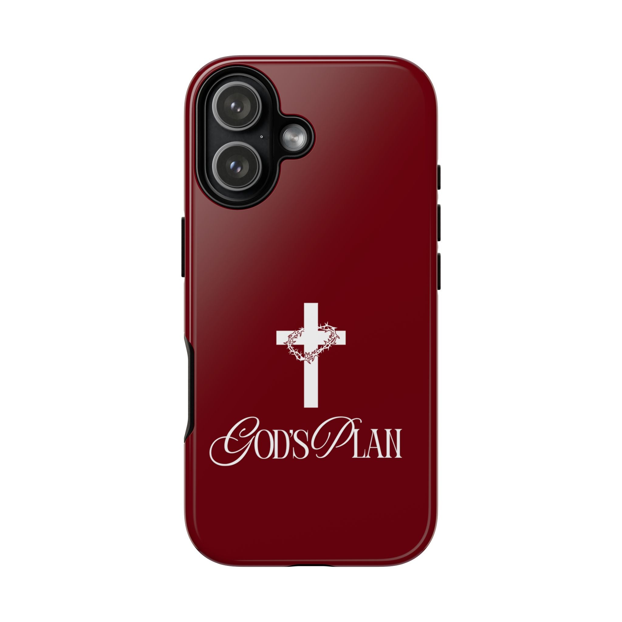God's Plan — Christian Tough Phone Case | Cross Faith Burgundy Cover