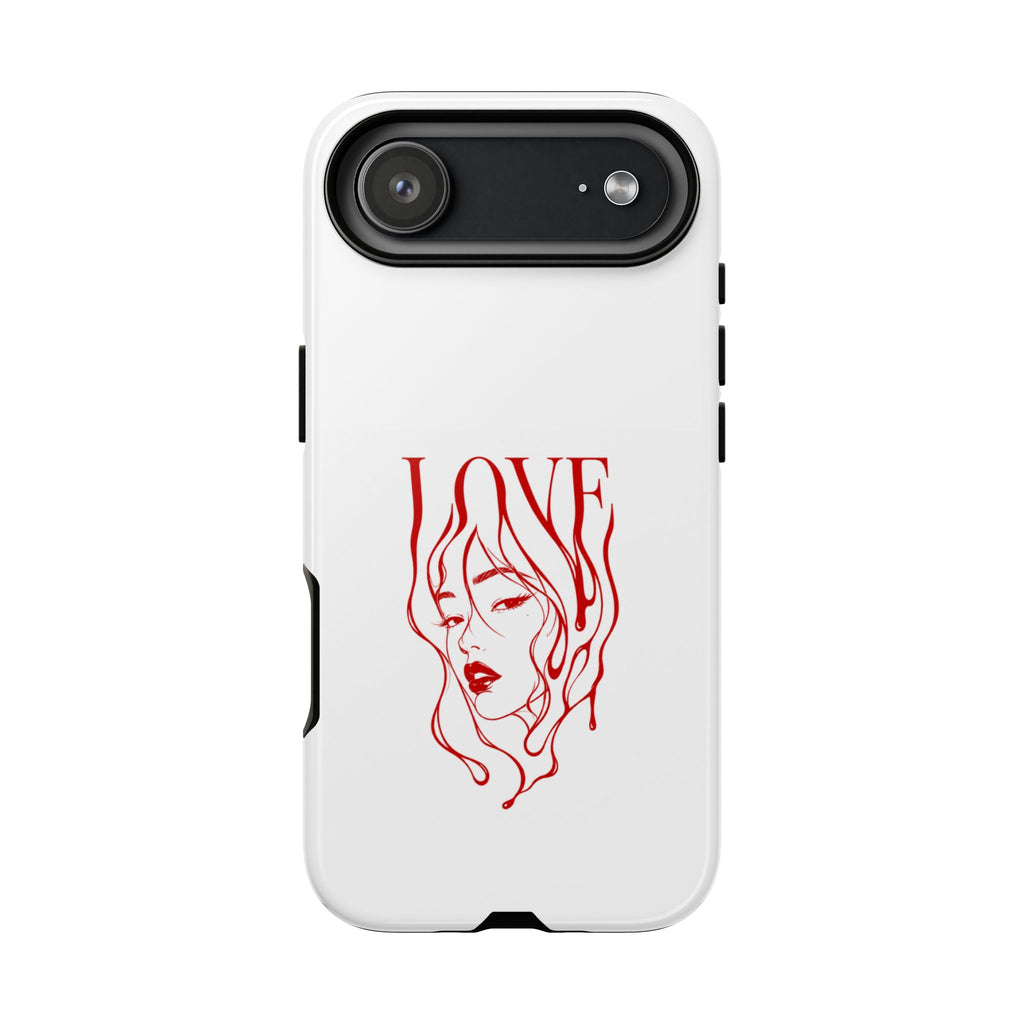 Red Line Art 'Love' Face Design - Tough Case