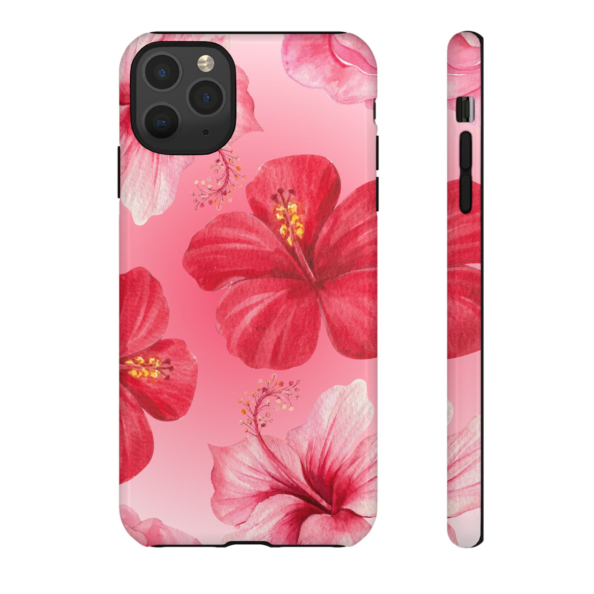Hibiscus Pink Tough Phone Case — Floral Tropical Protective Cover