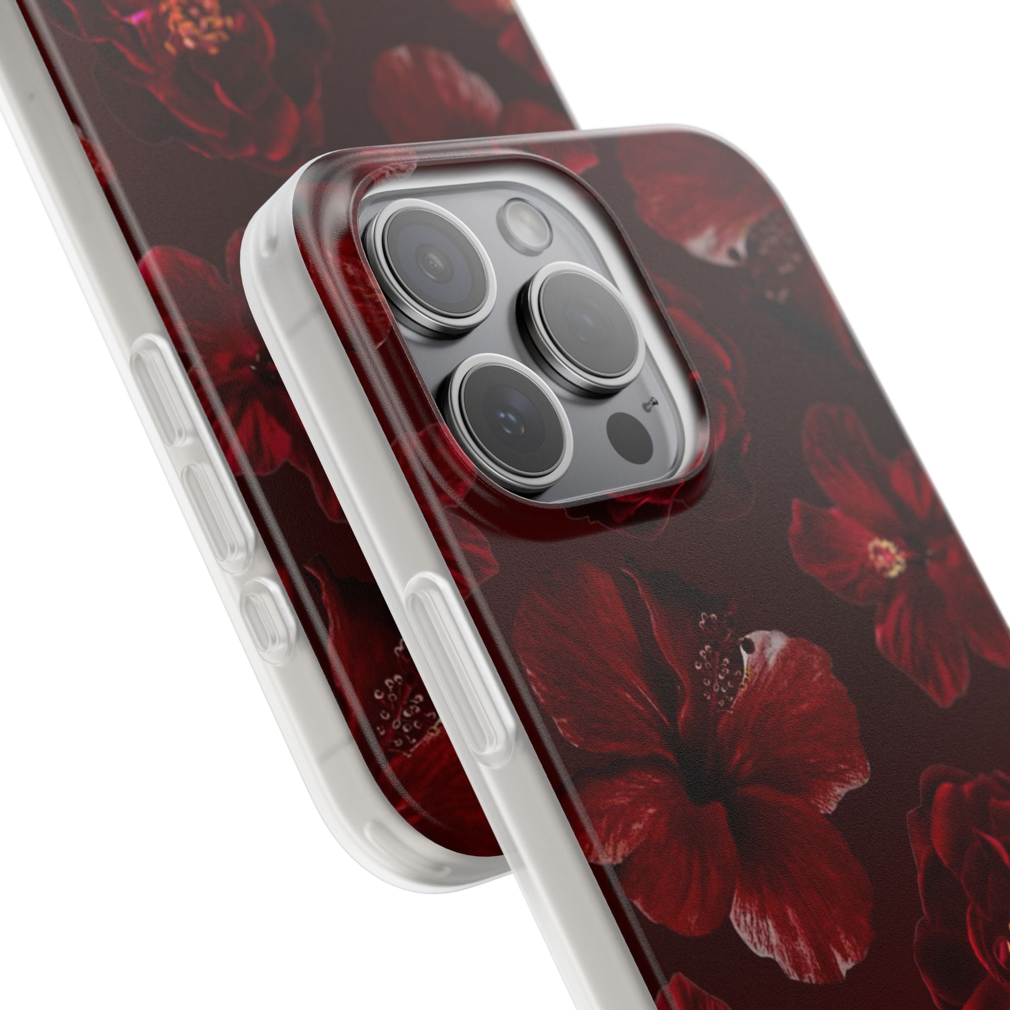 Red Floral Flexi Case — Dark Rose Phone Case