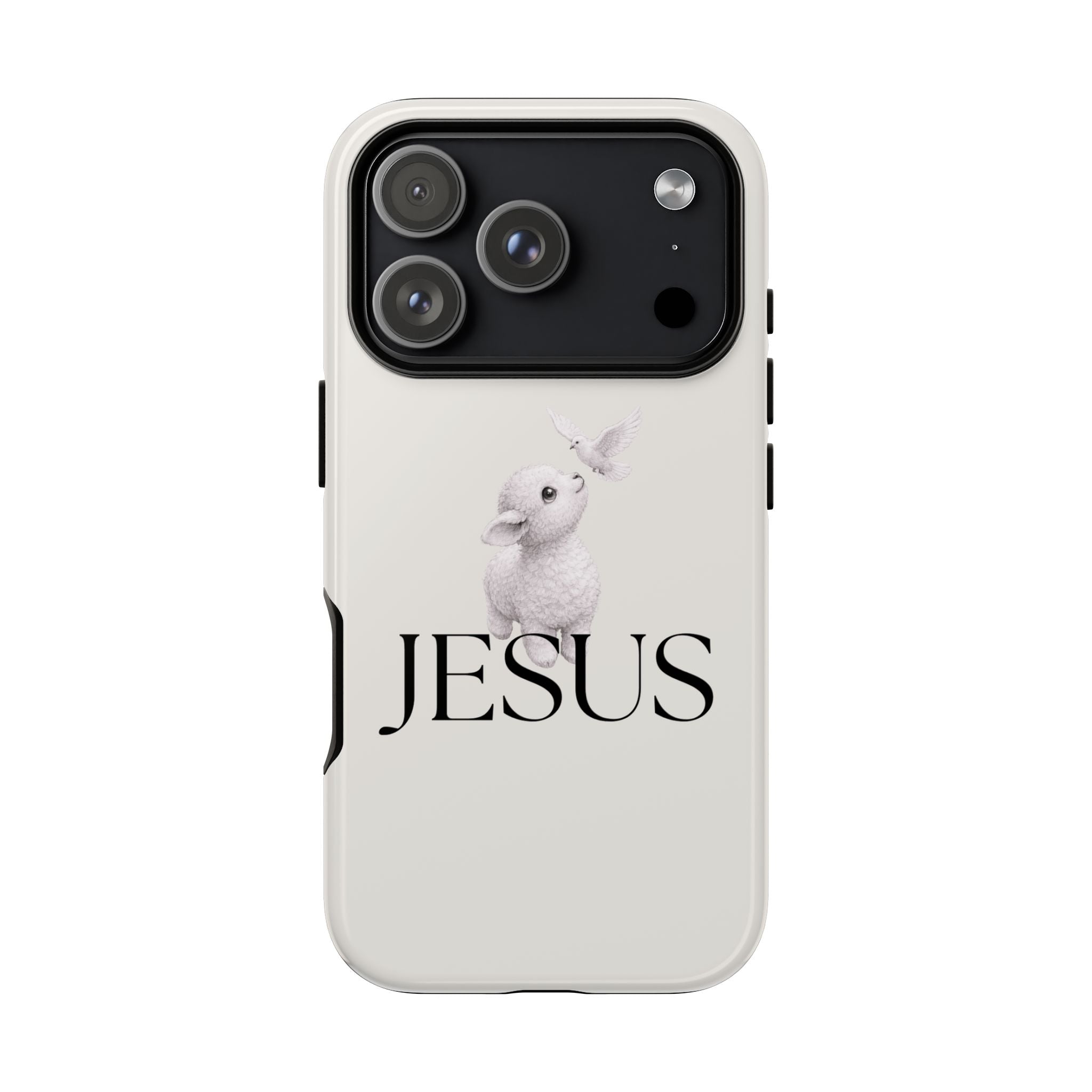 Jesus Lamb Phone Case - Christian Faith iPhone Case with Dove Design