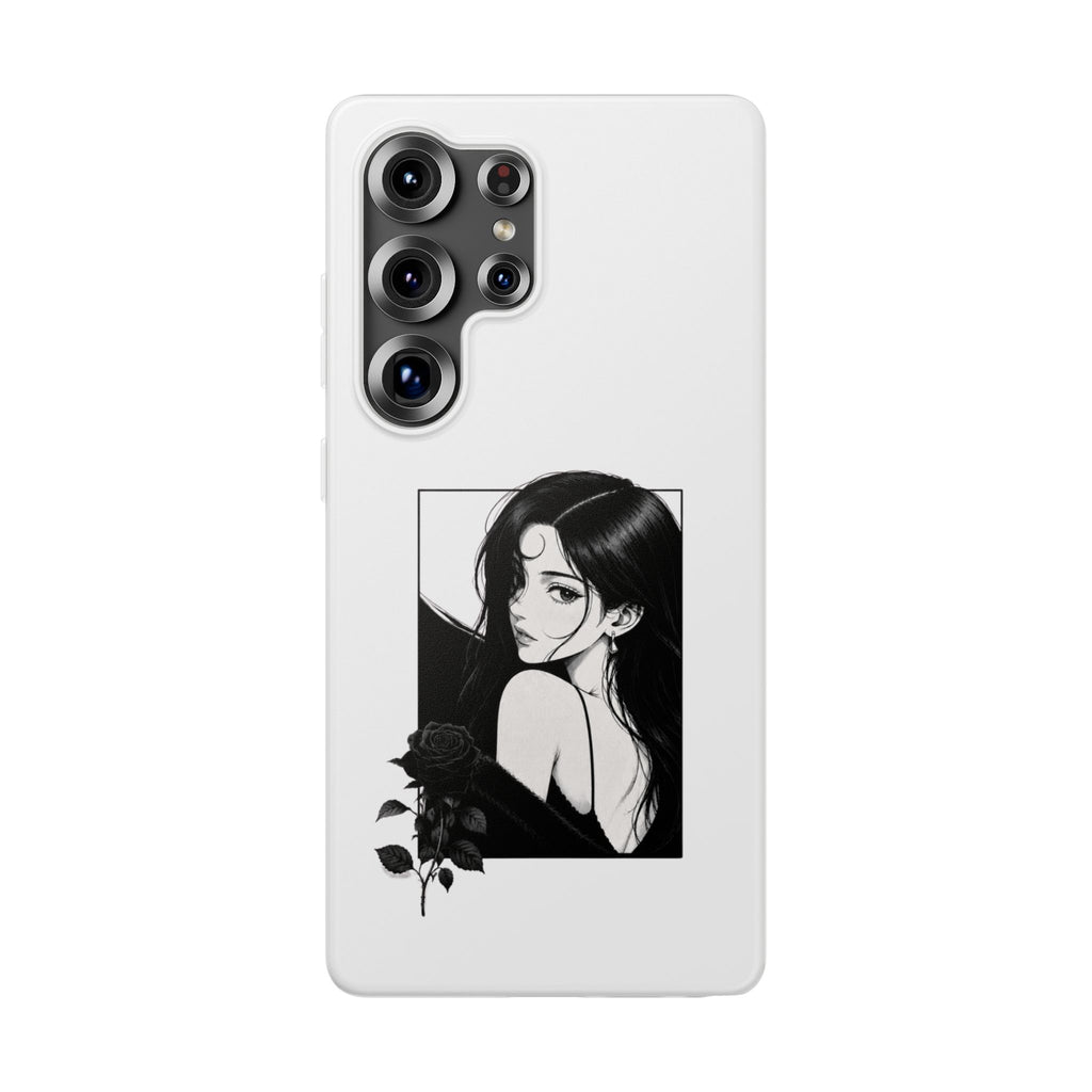 Anime Girl Noir Black Rose Illustration Flexi Case