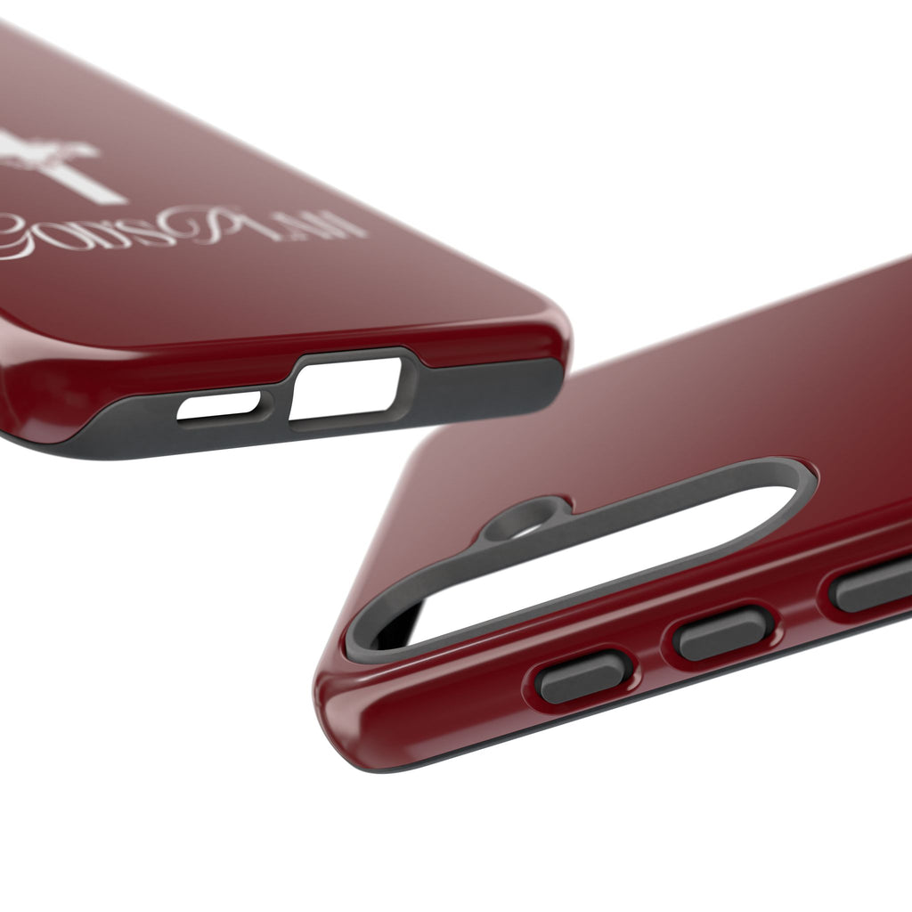 God's Plan — Christian Tough Phone Case | Cross Faith Burgundy Cover