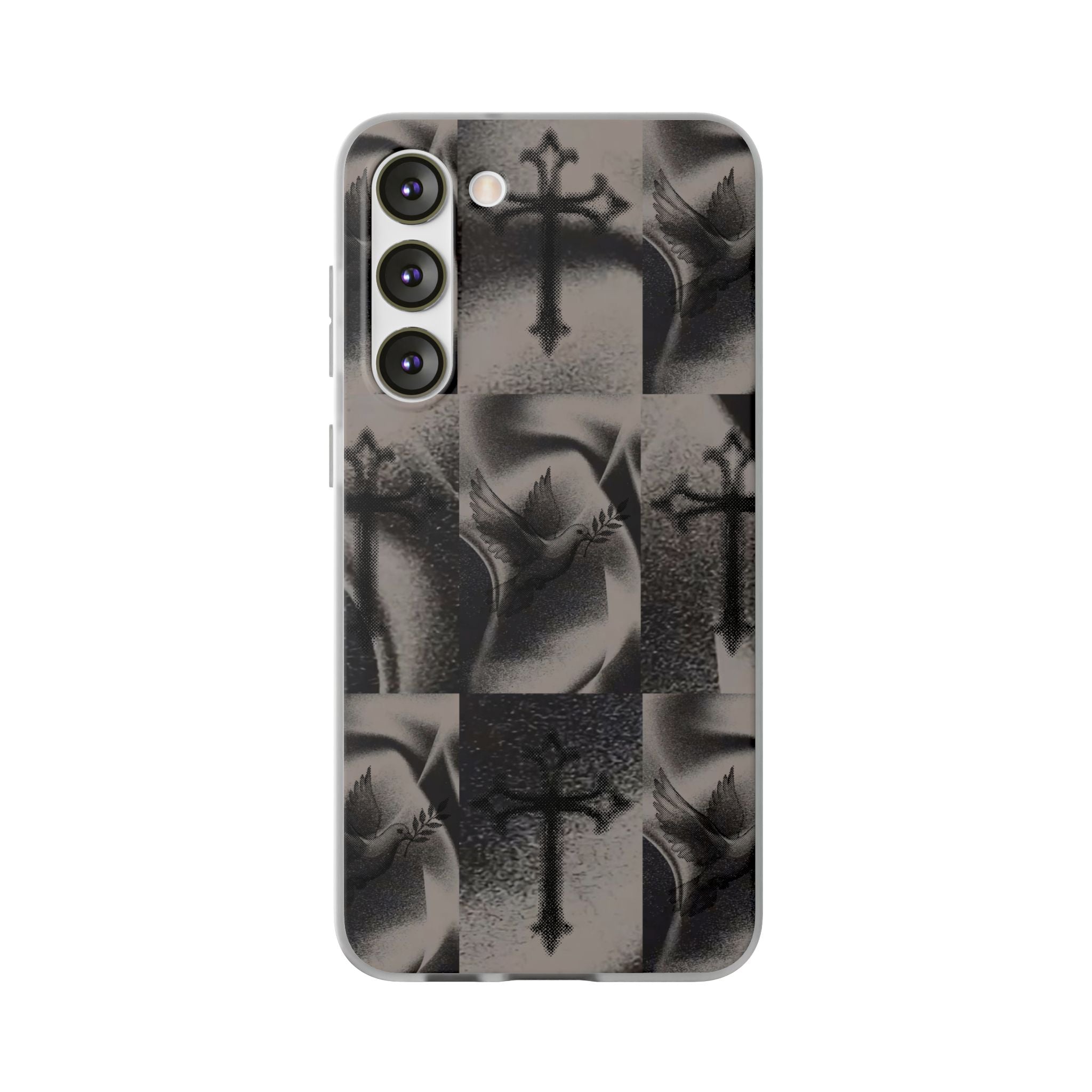 Phone Case — Dove & Cross Checkerboard Design