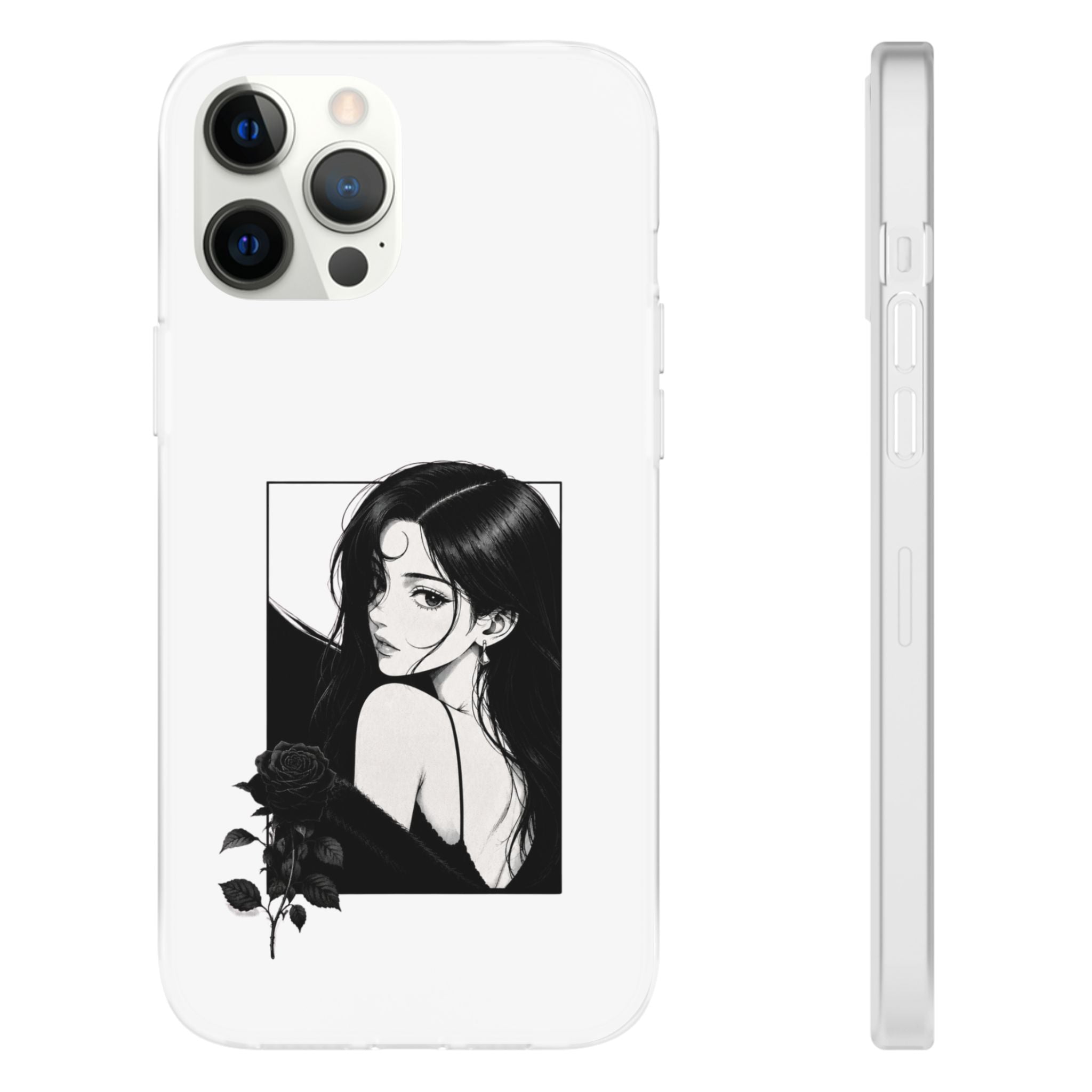 Anime Girl Noir Black Rose Illustration Flexi Case