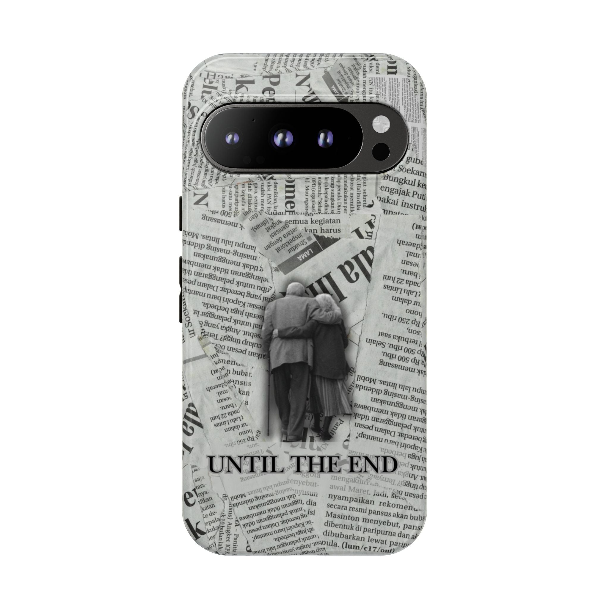 Until the End Newspaper Collage Phone Case