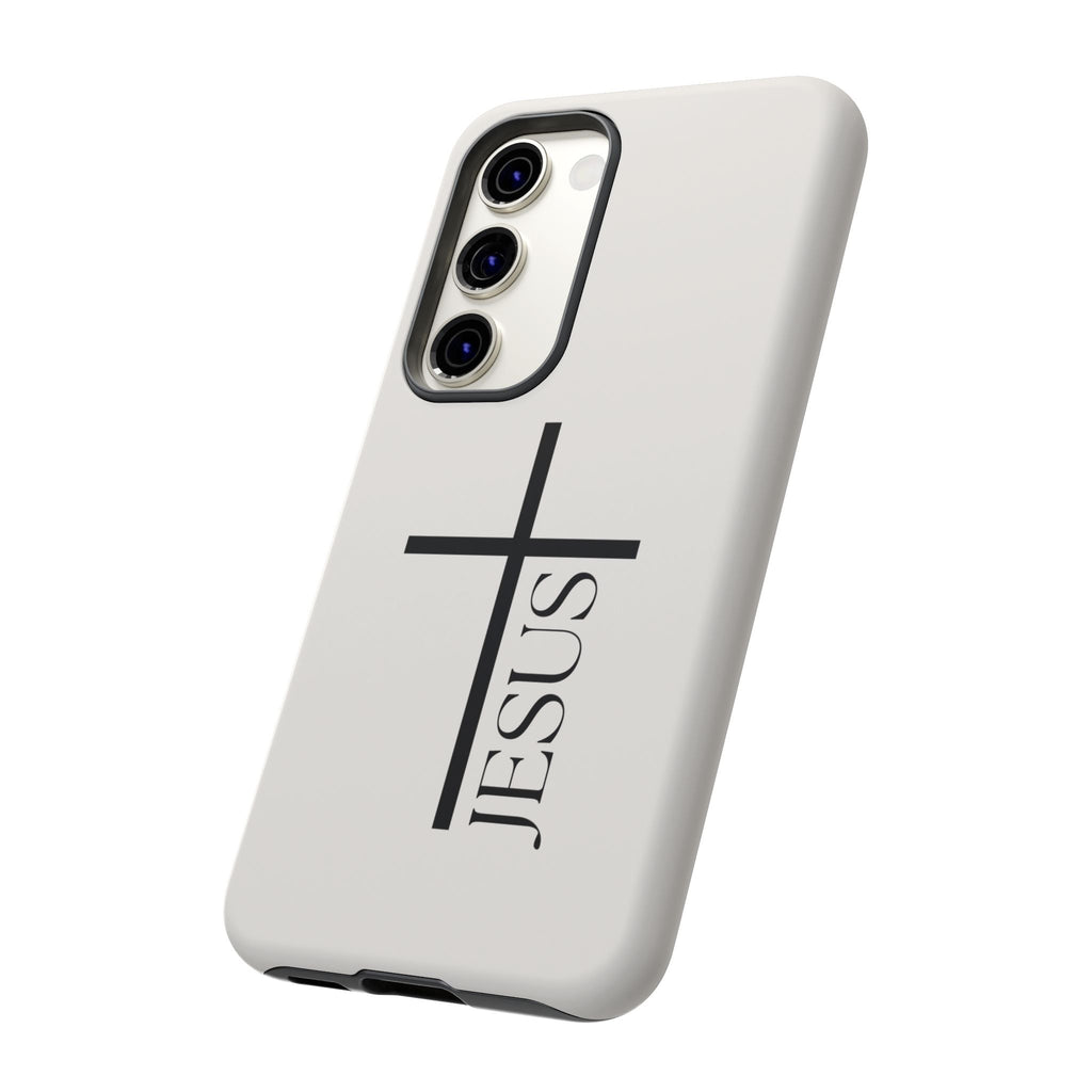 Christian Cross Phone Case - JESUS Vertical Minimalist iPhone Cover