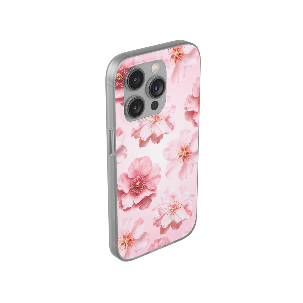 Pink Cherry Blossom Phone Case — Floral Slim Flexi Case for iPhone