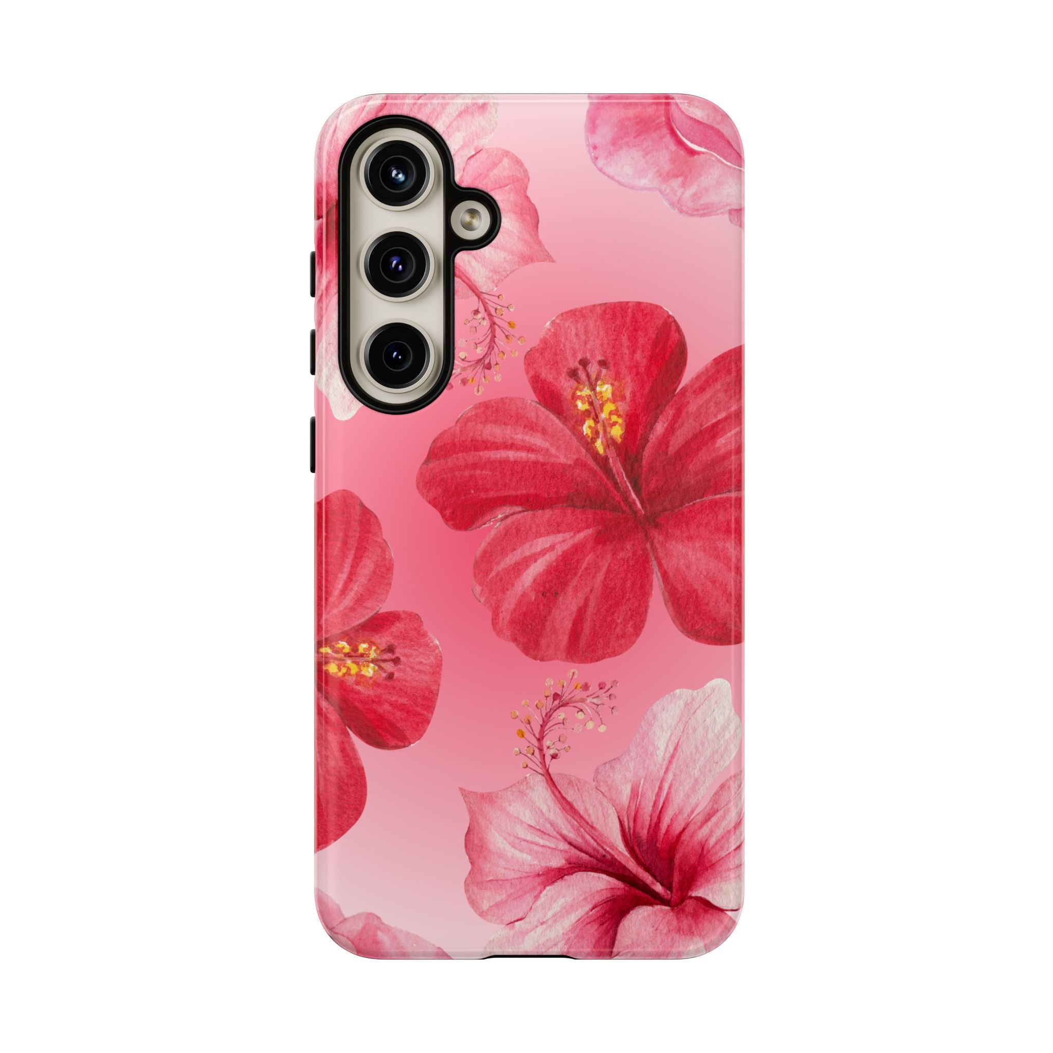 Hibiscus Pink Tough Phone Case — Floral Tropical Protective Cover
