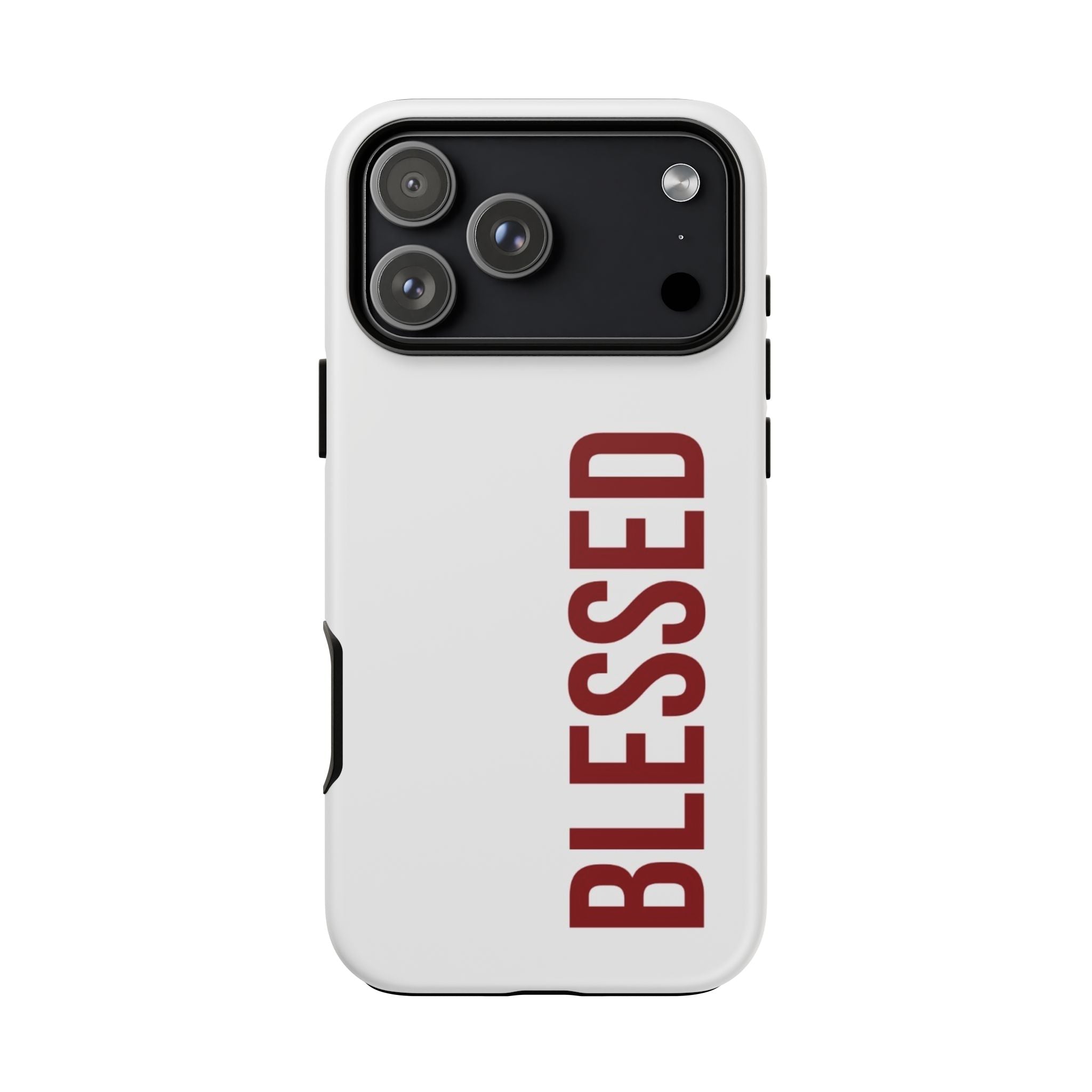 Blessed Vertical Phone Case — Protective Slim iPhone Cover with Red 'BLESSED' Text