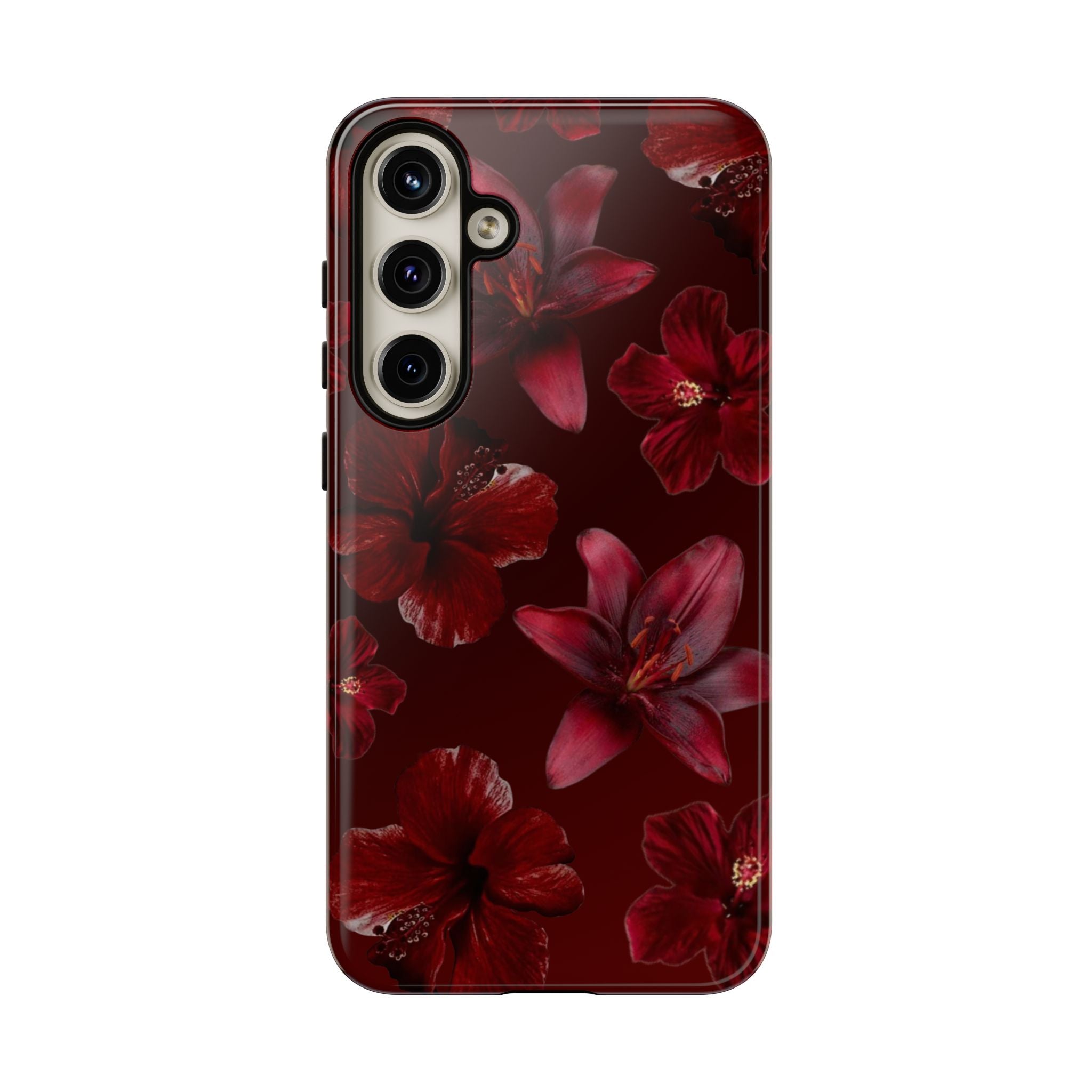 Tough Cases - Dark Red Floral Phone Case