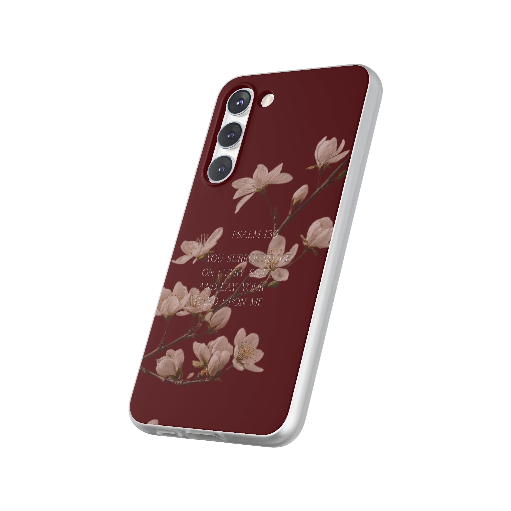 Floral Psalm Phone Case — Psalm 139 Scripture Cherry Blossom iPhone Cover