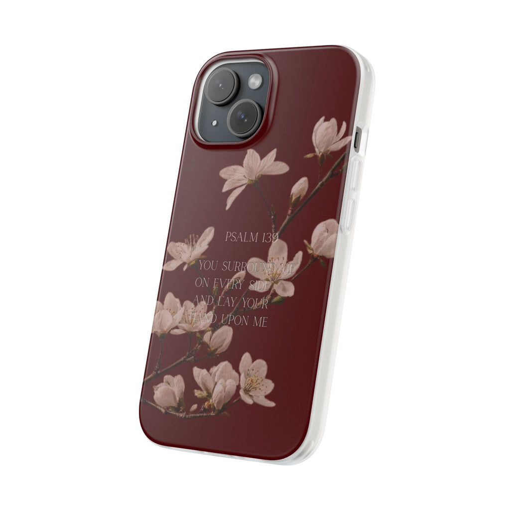 Floral Psalm Phone Case — Psalm 139 Scripture Cherry Blossom iPhone Cover
