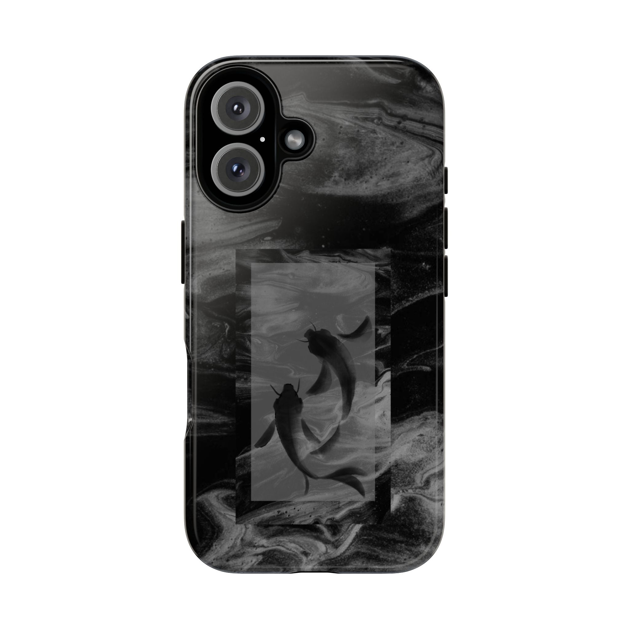 Koi Yin-Yang Marble Phone Case – Black Smoky Art Protection