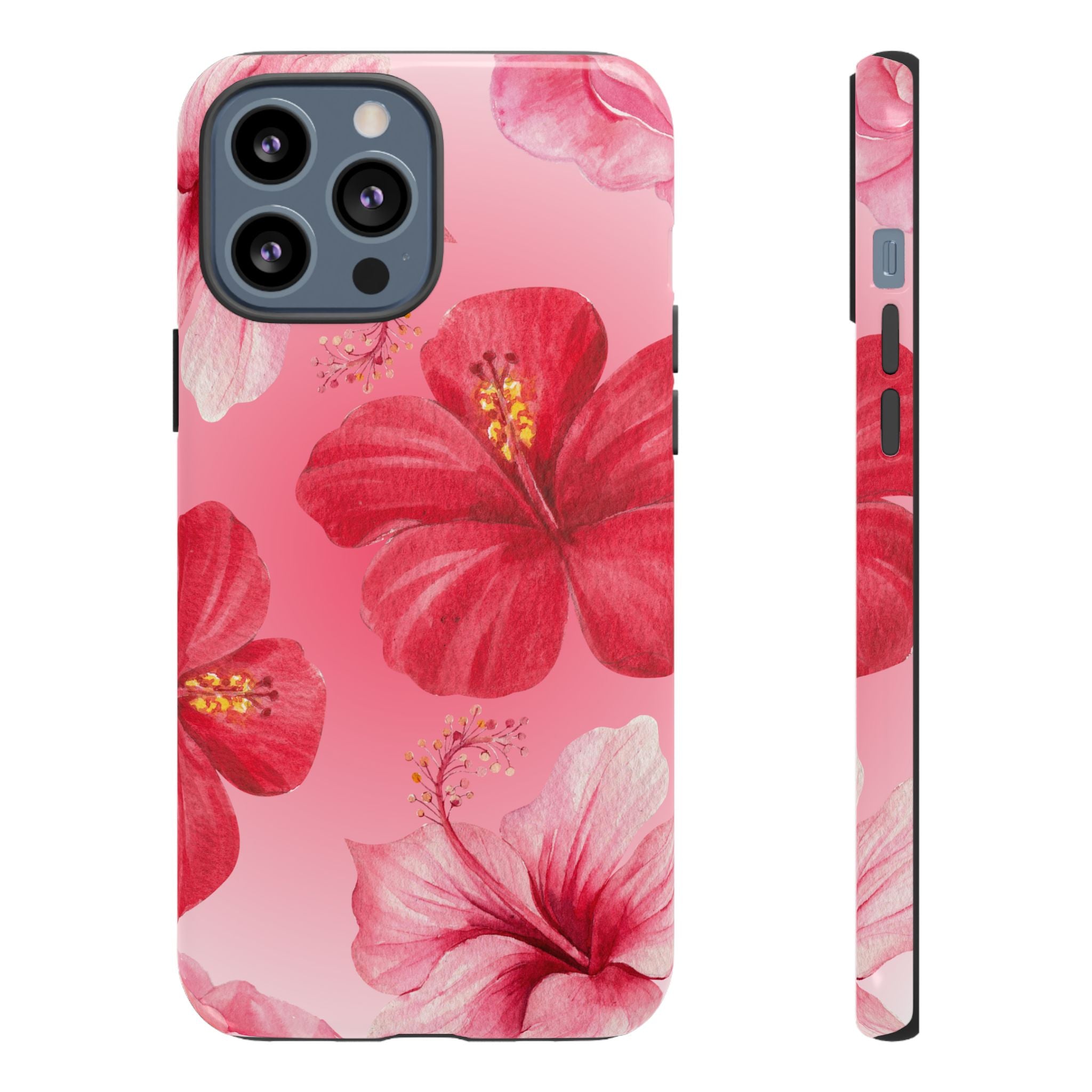 Hibiscus Pink Tough Phone Case — Floral Tropical Protective Cover