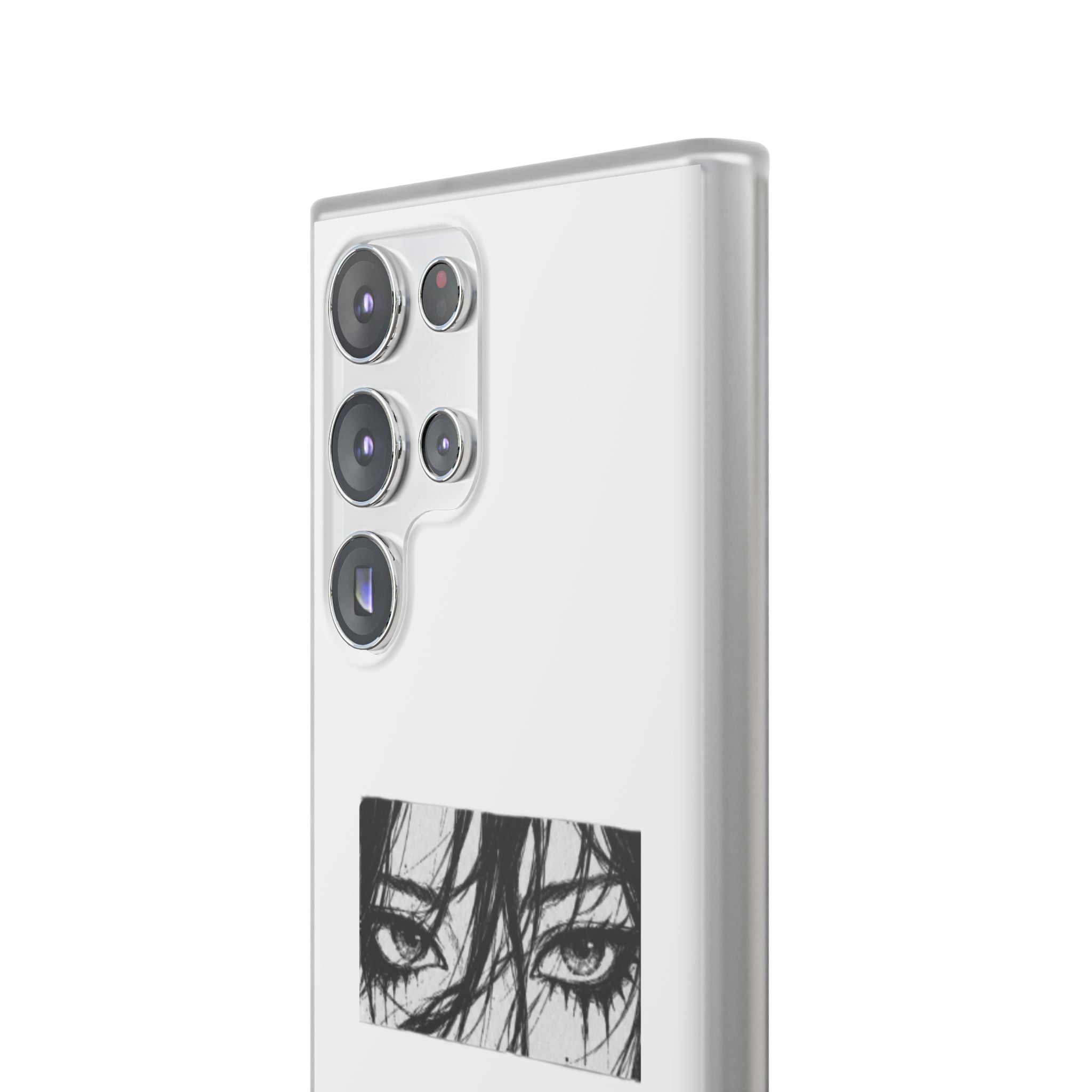 Anime Eyes Illustration Phone Case - Moody Black & White Flexi Case