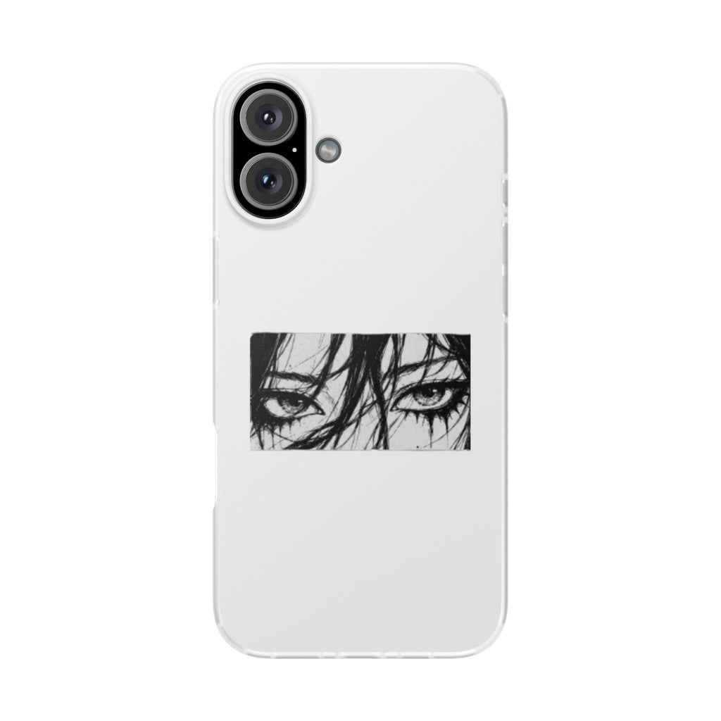 Anime Eyes Illustration Phone Case - Moody Black & White Flexi Case