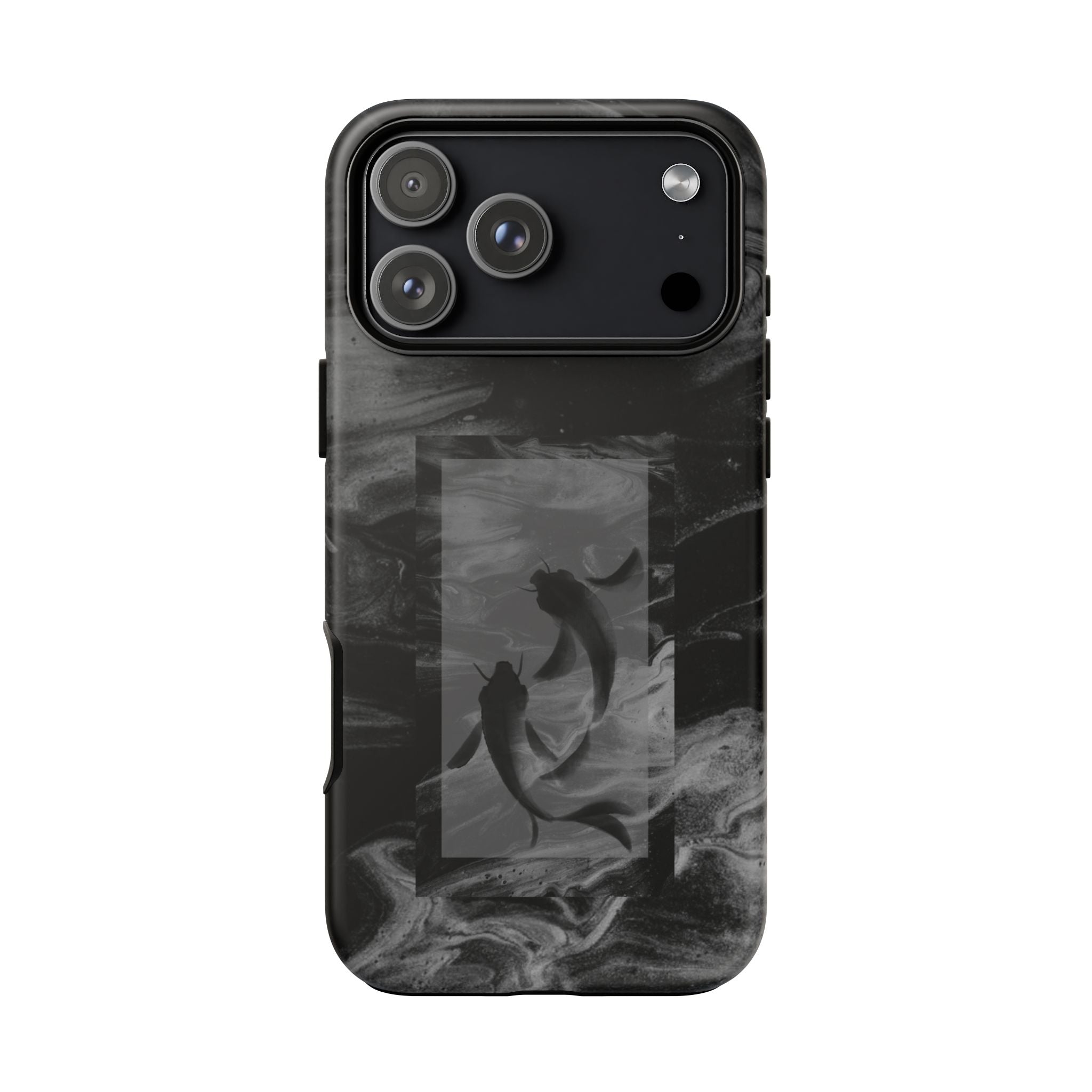 Koi Yin-Yang Marble Phone Case – Black Smoky Art Protection