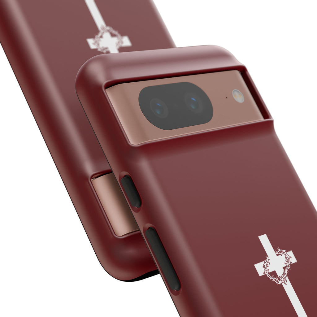 God's Plan — Christian Tough Phone Case | Cross Faith Burgundy Cover