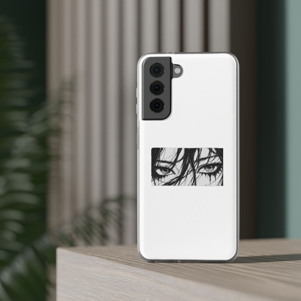 Anime Eyes Illustration Phone Case - Moody Black & White Flexi Case