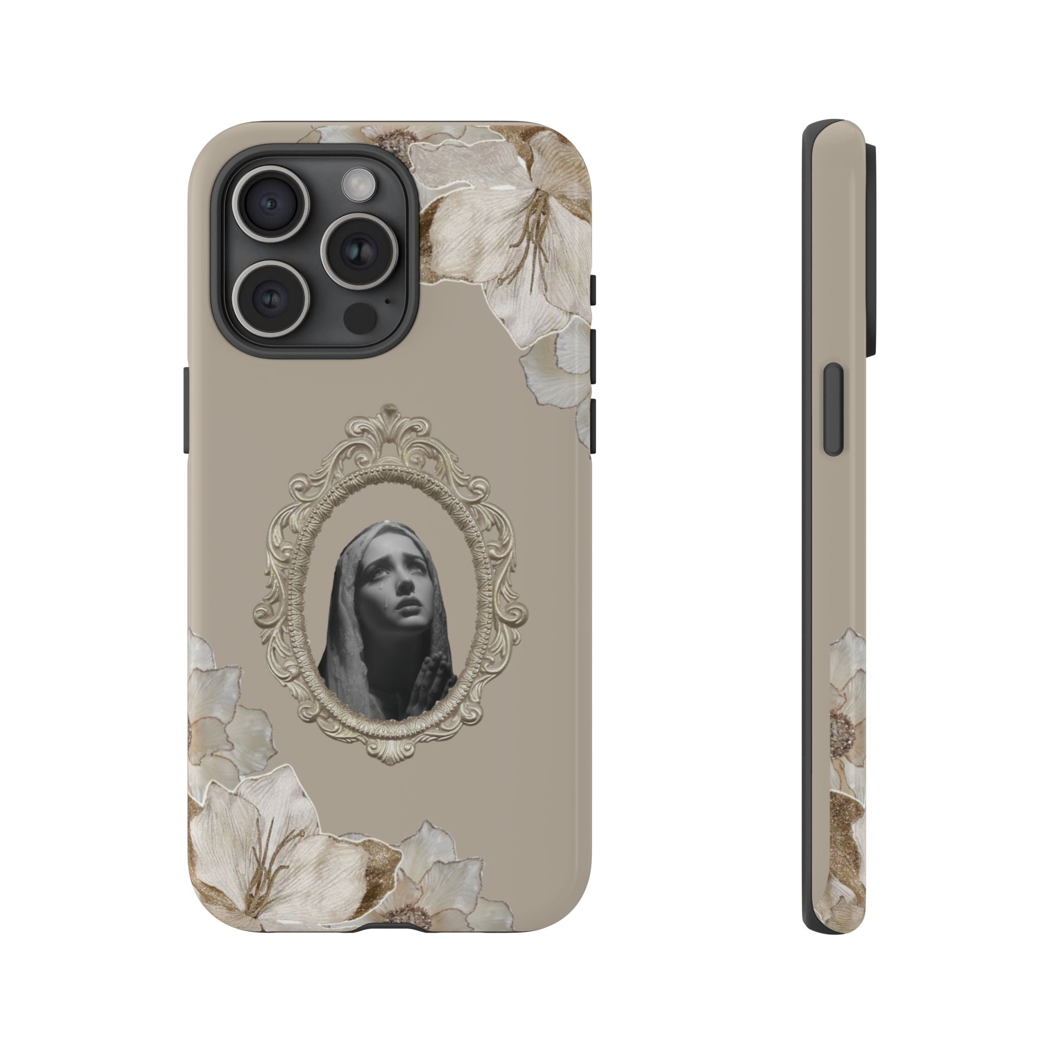 Vintage Floral Phone Case with Sacred Madonna Portrait
