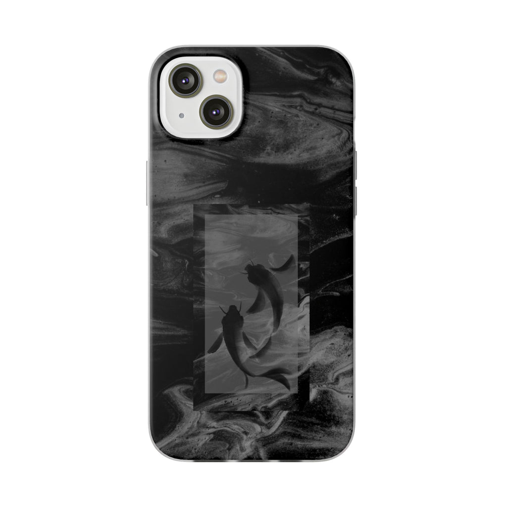 Black Koi Phone Case — Minimalist Monochrome Fish Design