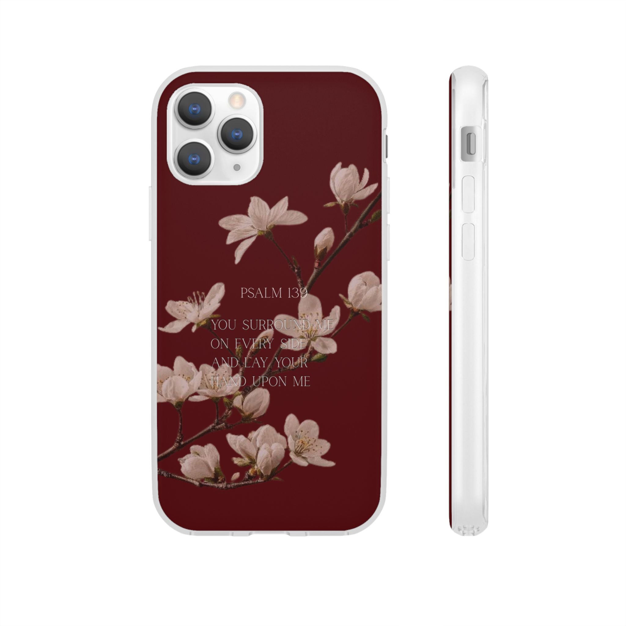 Floral Psalm Phone Case — Psalm 139 Scripture Cherry Blossom iPhone Cover