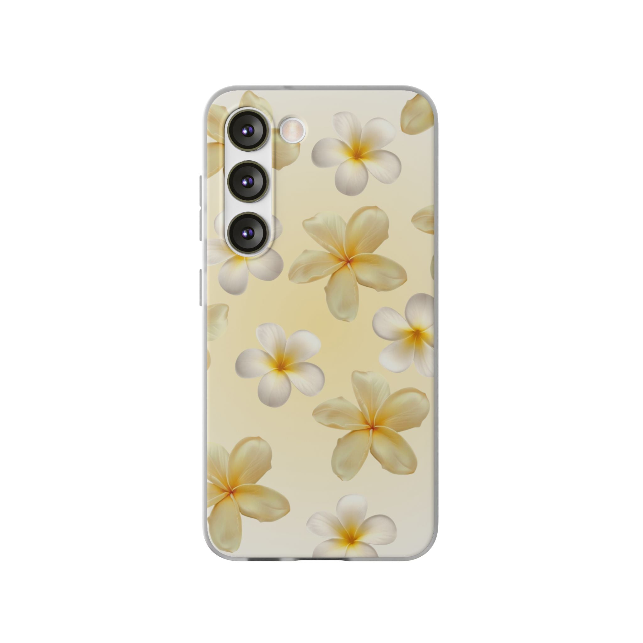 Plumeria Floral Flexi Phone Case — Tropical Yellow Flower Protective Cover