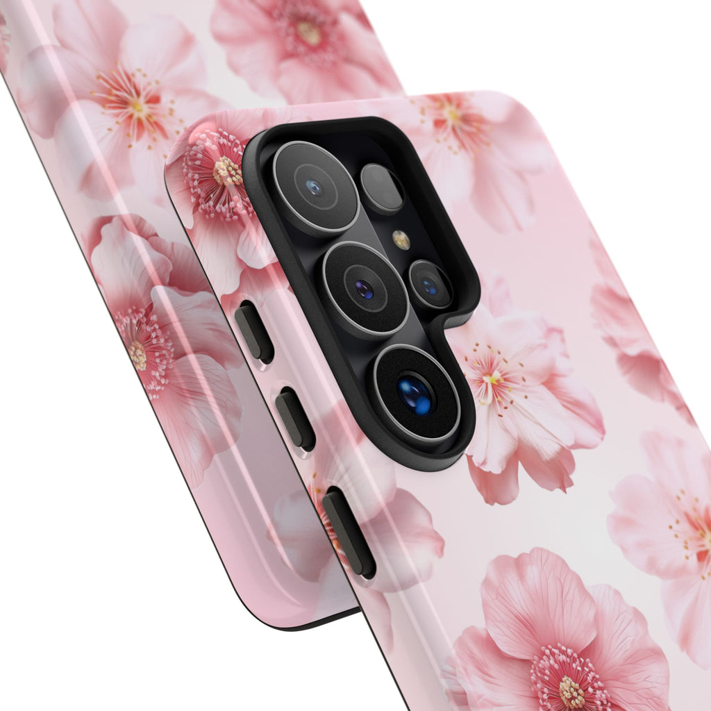 Pink Floral Tough Phone Case — Protective Sakura Blossom Design