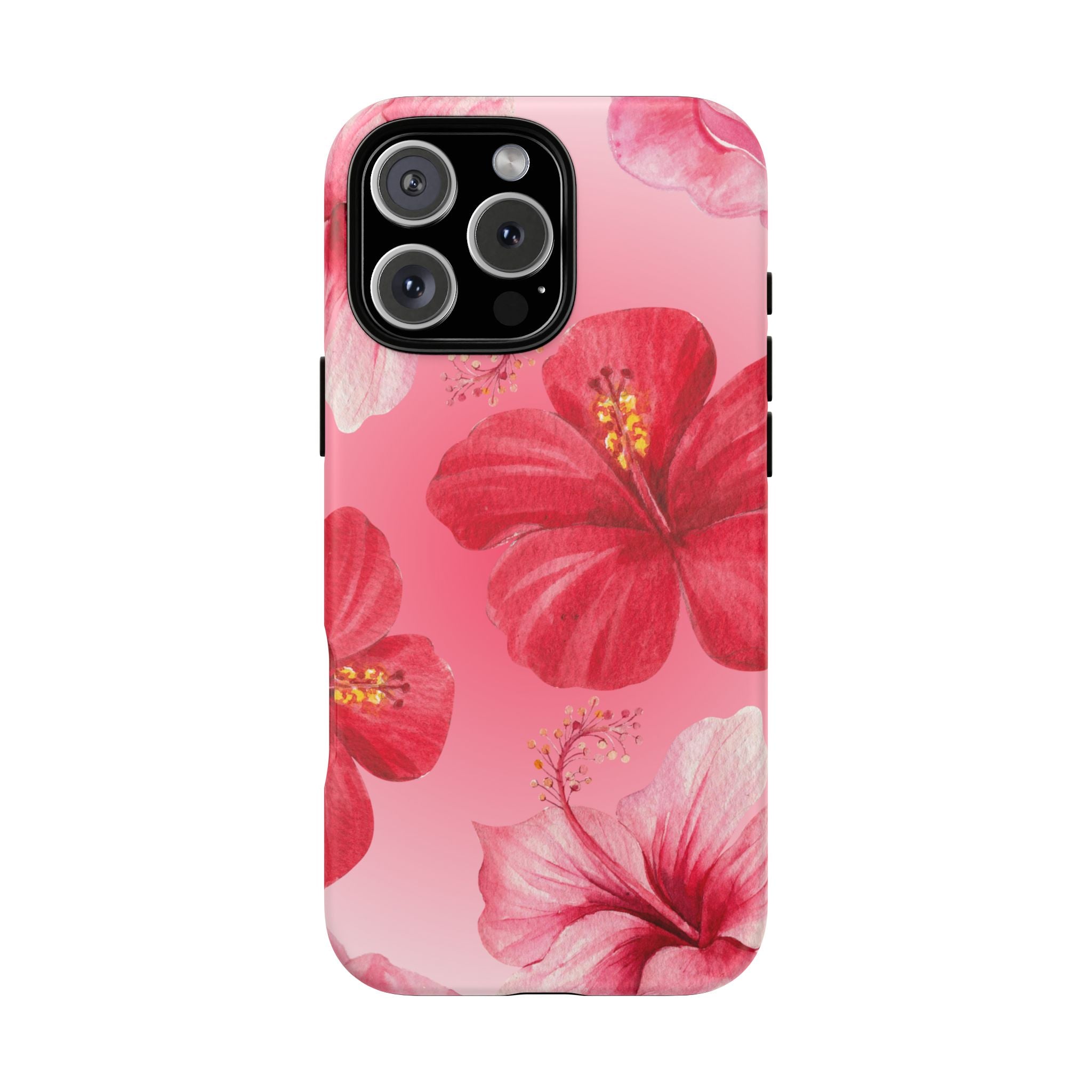 Hibiscus Pink Tough Phone Case — Floral Tropical Protective Cover