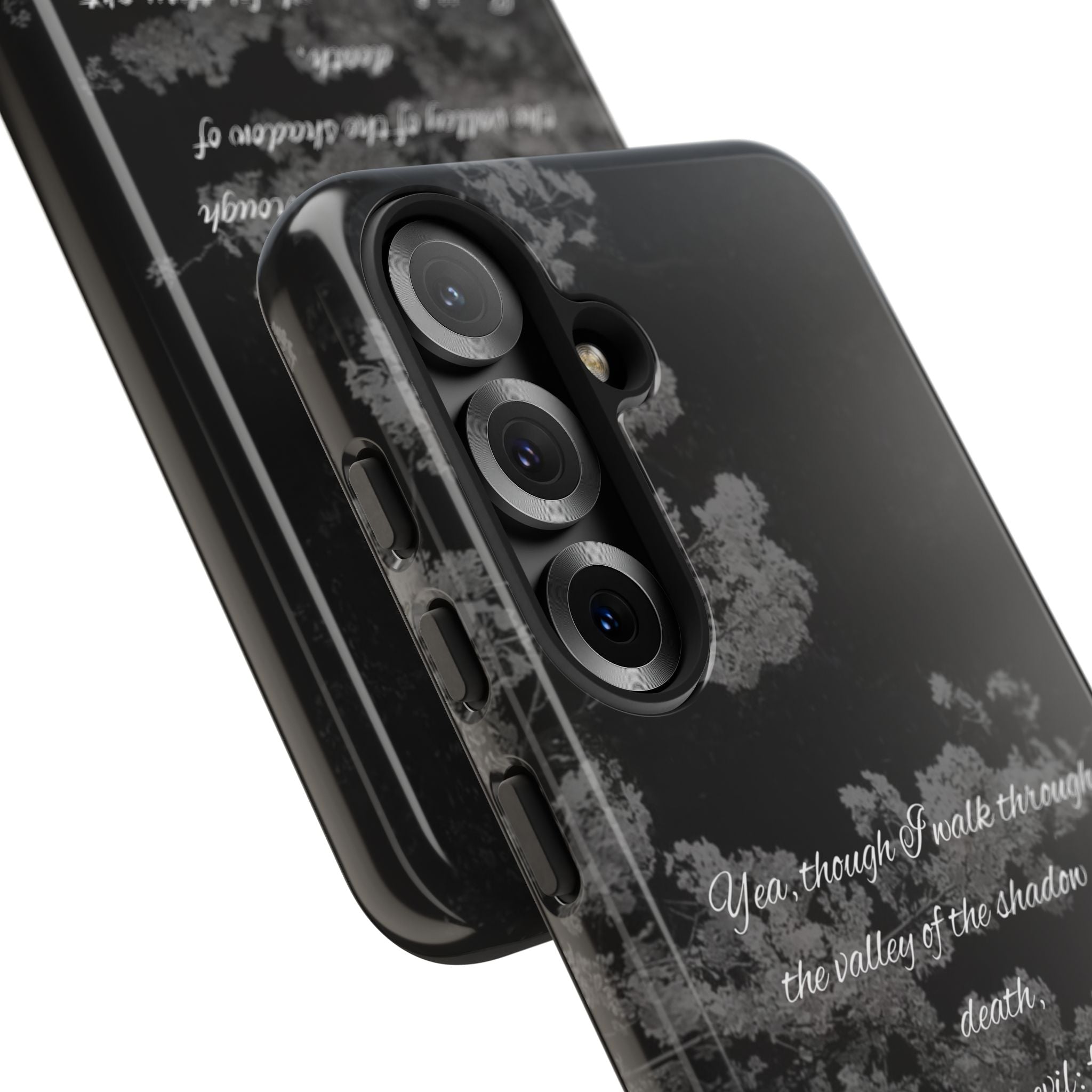 Bible Verse Phone Case — Psalm 23:4 Comfort Black Protective Cover