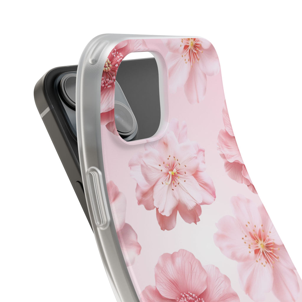 Pink Cherry Blossom Phone Case — Floral Slim Flexi Case for iPhone