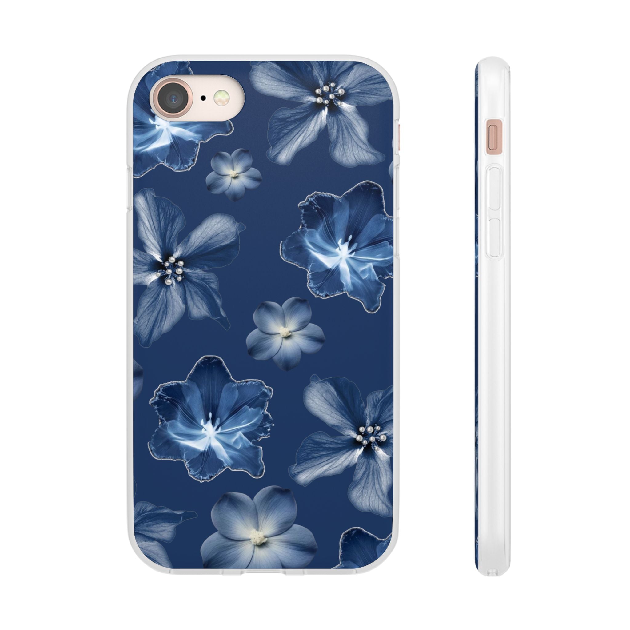 Floral Blue Phone Case — Navy Watercolor Blossom Flexi Case
