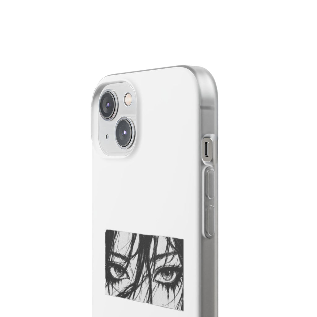 Anime Eyes Illustration Phone Case - Moody Black & White Flexi Case