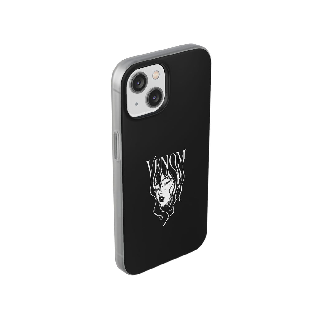 Venom Goth Phone Case — Black Protective Flexible Phone Case with Dark Femme Artwork