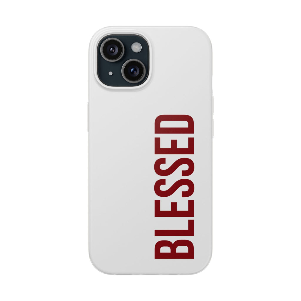 Blessed Phone Case — Vertical Red Typography Clear Flexi Case
