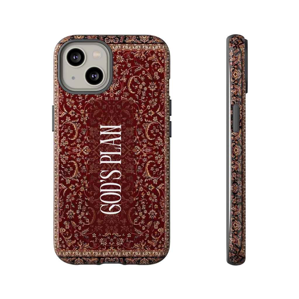 God's Plan — Vintage Tapestry Christian Tough Phone Case | Boho Faith Cover