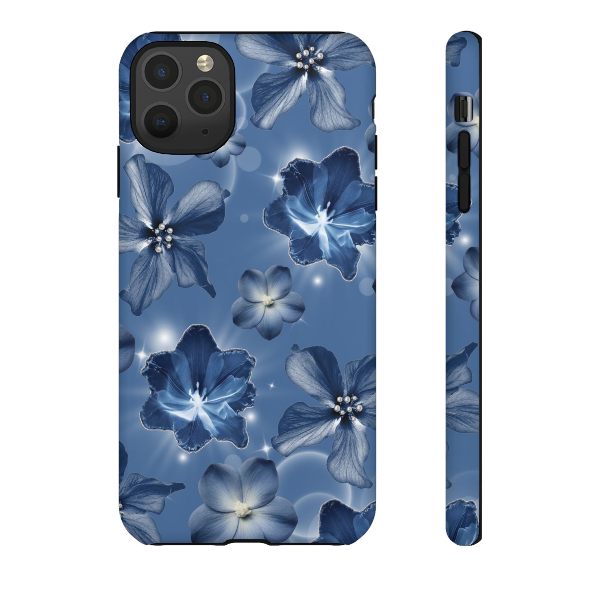 Blue Floral Tough Phone Case — Protective Blossom Design