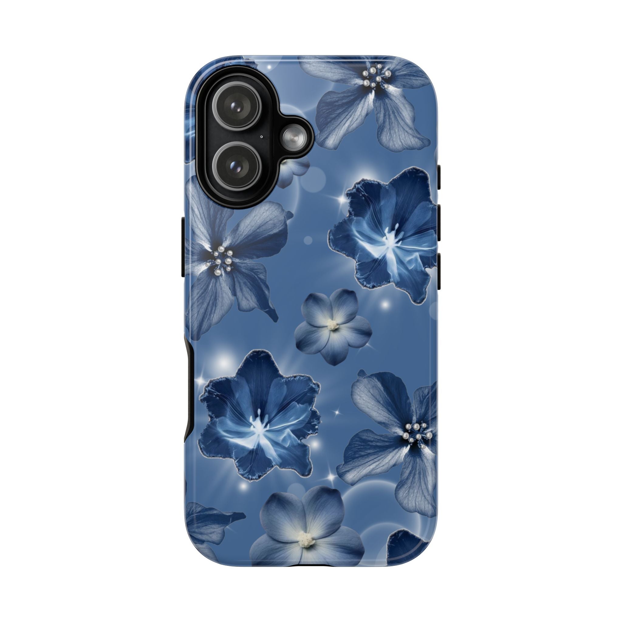 Blue Floral Tough Phone Case — Protective Blossom Design