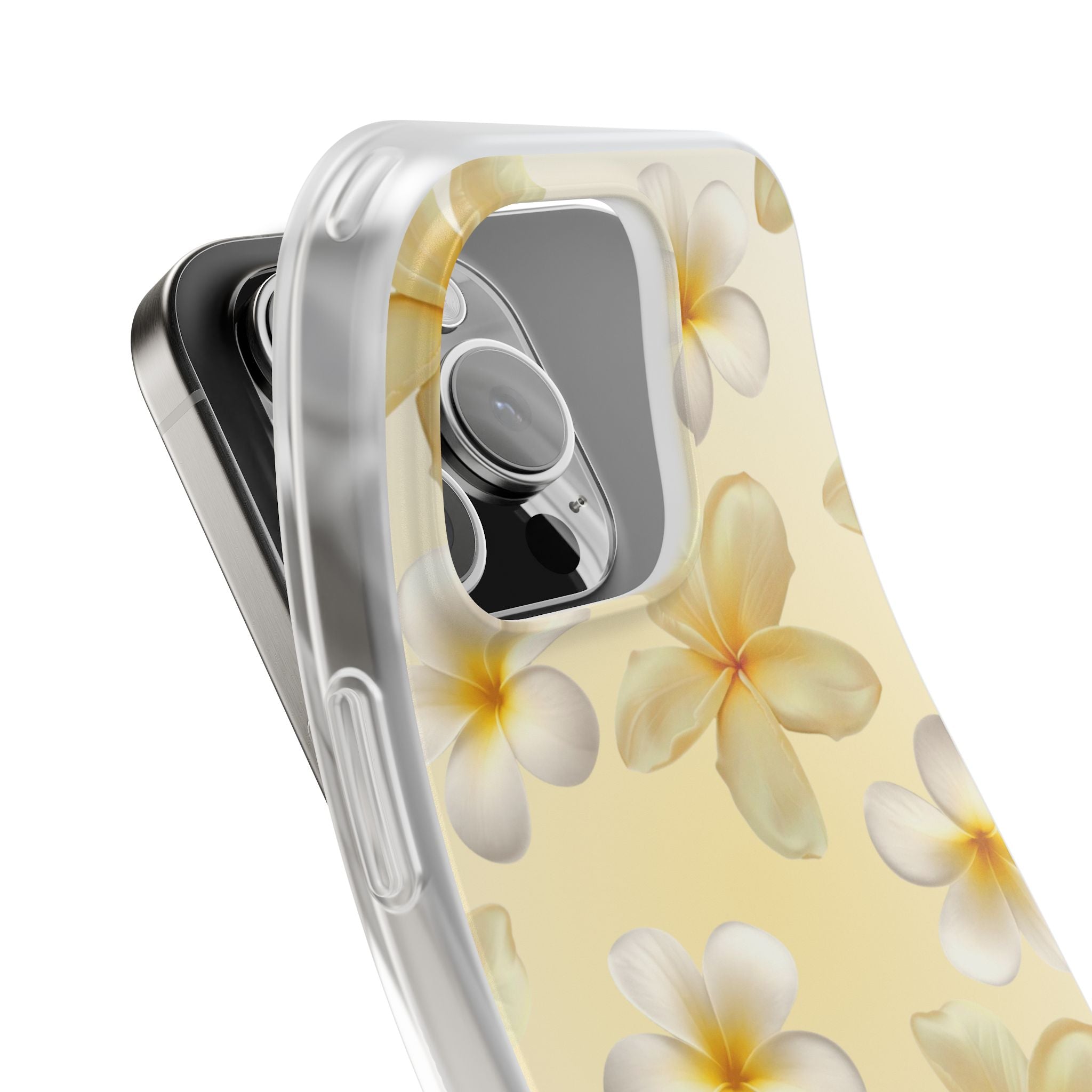 Plumeria Floral Flexi Phone Case — Tropical Yellow Flower Protective Cover