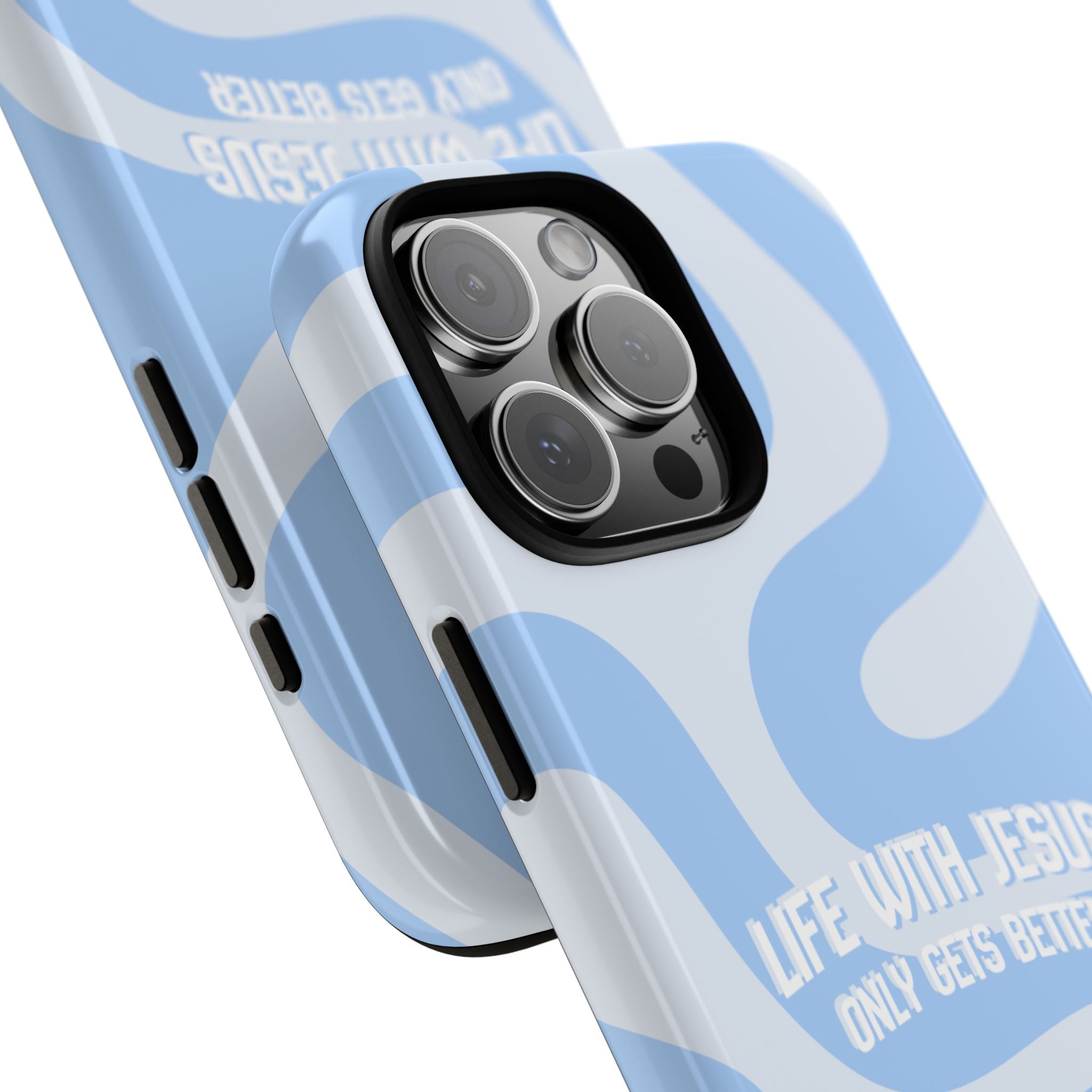 Blue Swirl Phone Case - "Life With Jesus Only Gets Better" Christian iPhone Cover