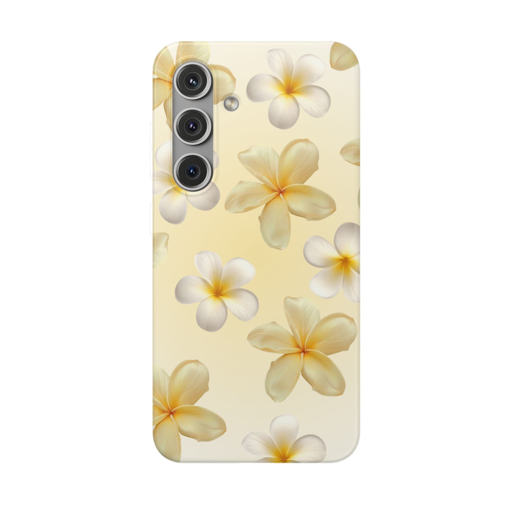 Plumeria Floral Flexi Phone Case — Tropical Yellow Flower Protective Cover