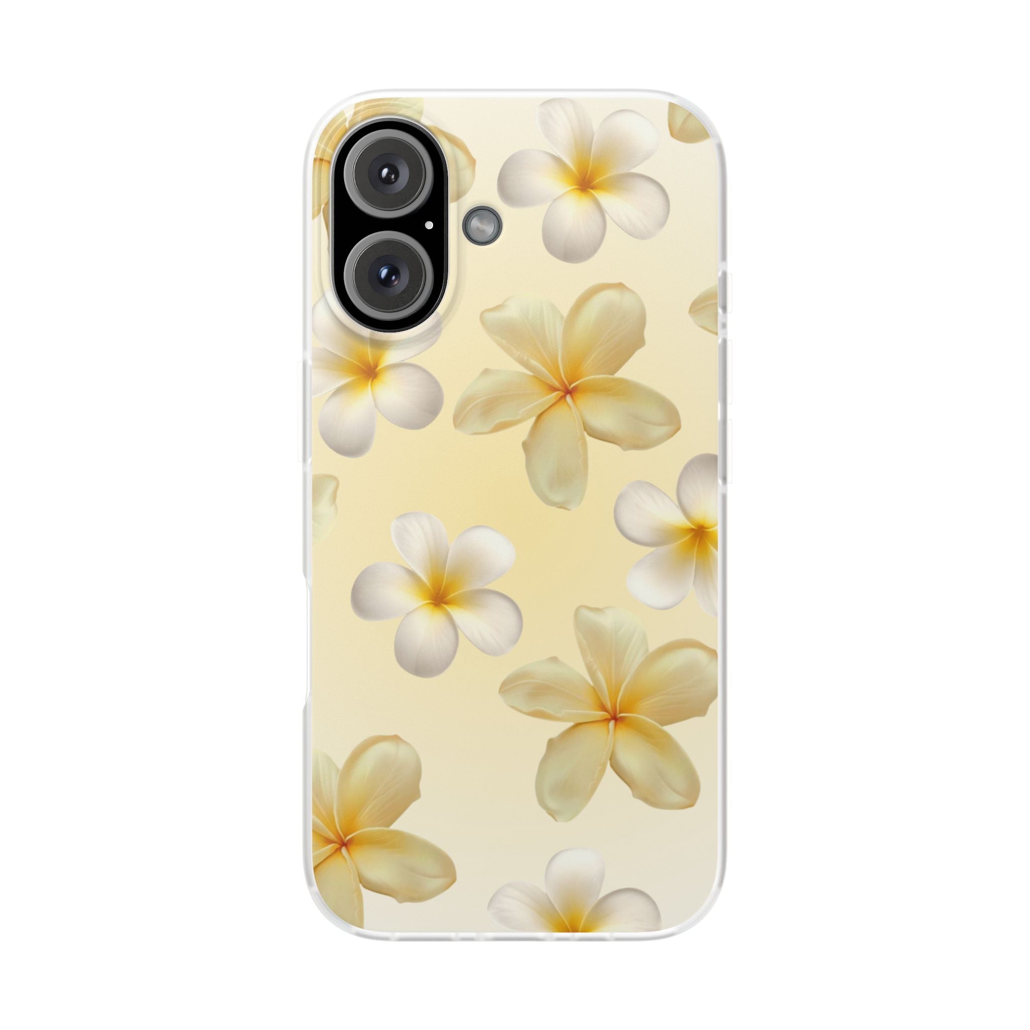 Plumeria Floral Flexi Phone Case — Tropical Yellow Flower Protective Cover