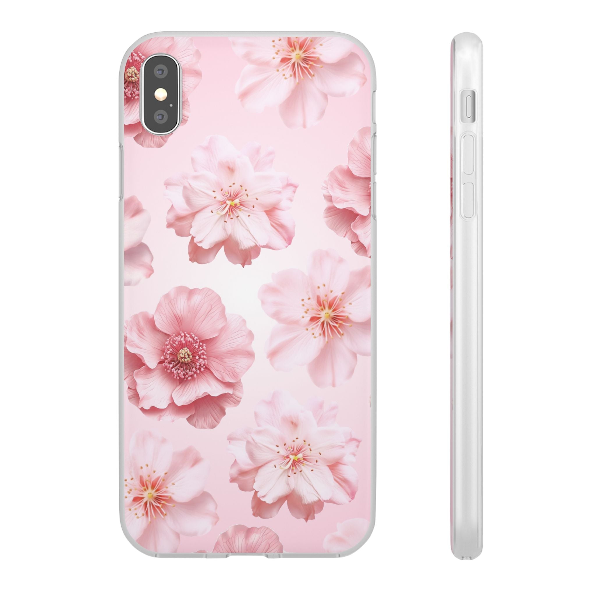 Pink Cherry Blossom Phone Case — Floral Slim Flexi Case for iPhone