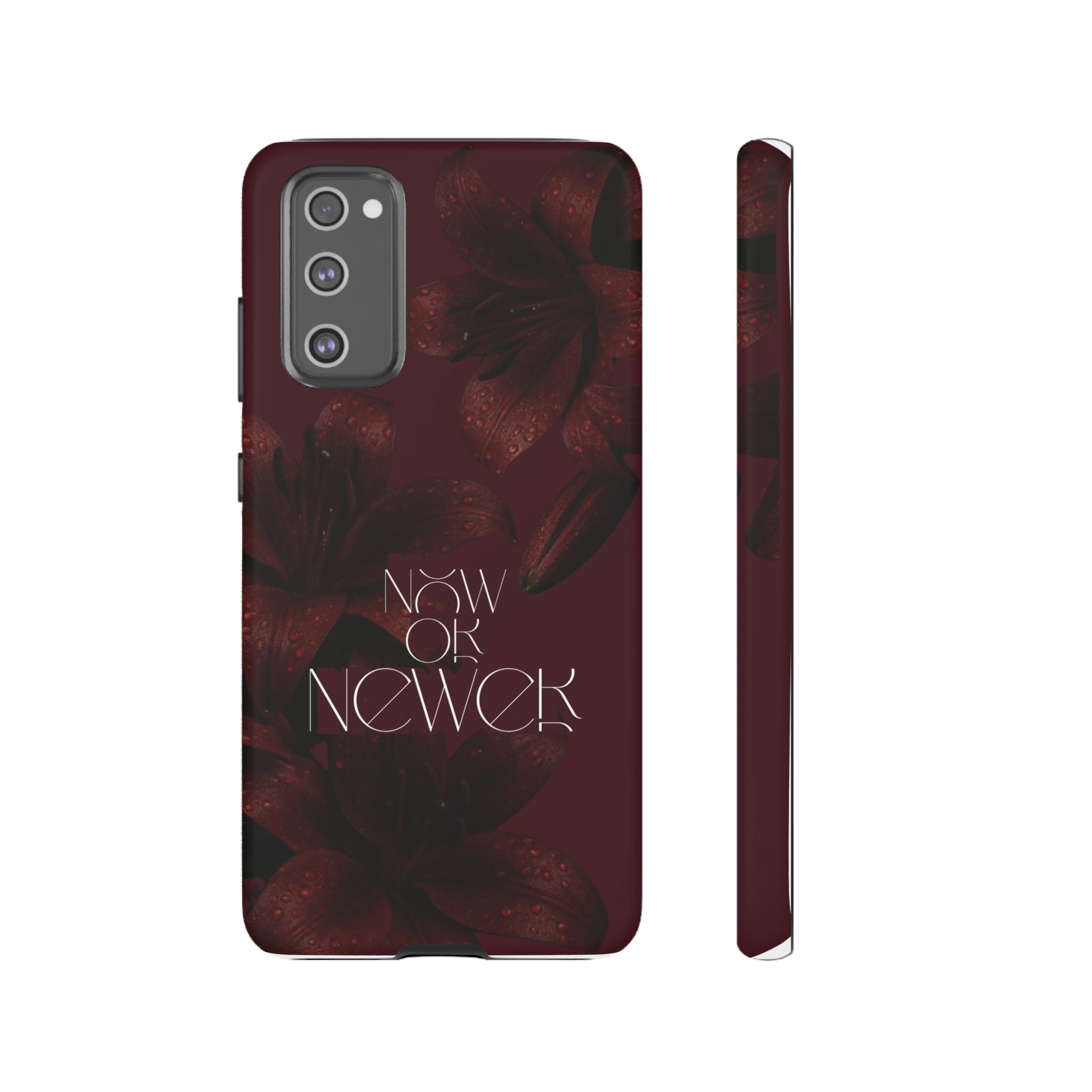 Tough Cases – Burgundy Floral “Now or Never” Protective Phone Case