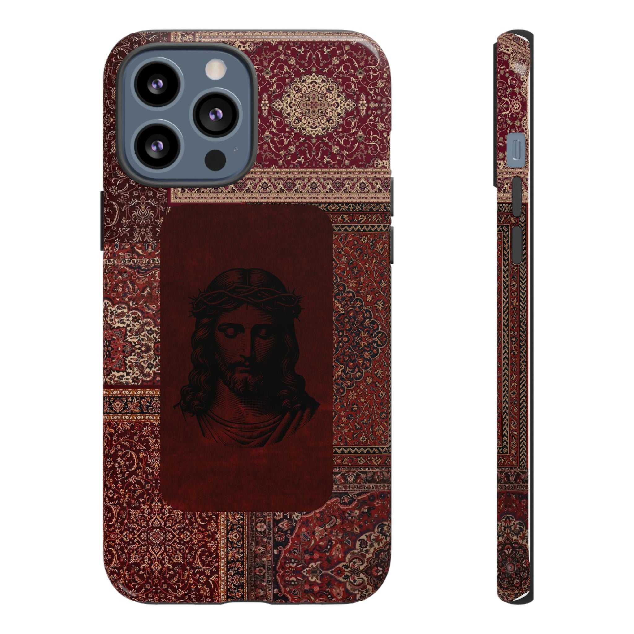Religious Vintage Rug Phone Case — Jesus Portrait Tough Case