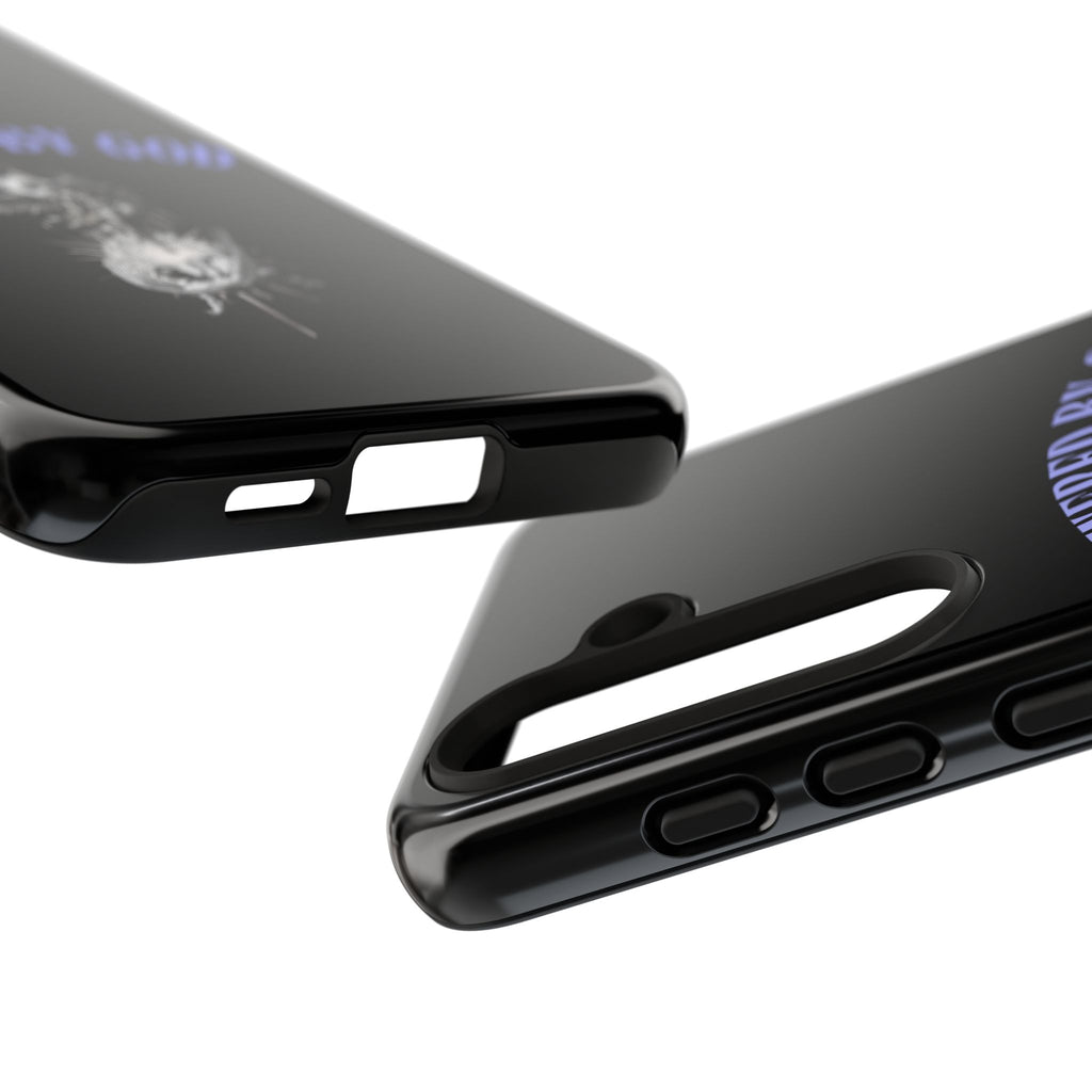 Phone Case — "Powered by God" Black Protective Case with Angelic Skull Design