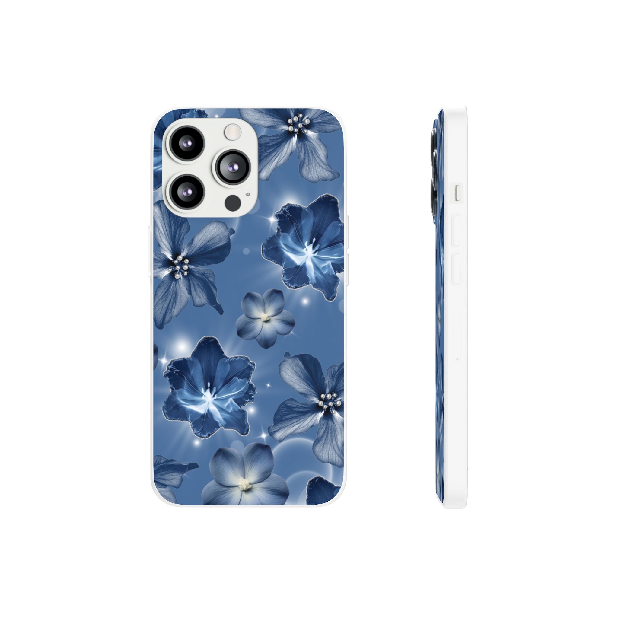 Blue Floral Phone Case — Soft Blue Blossoms Pattern for iPhone